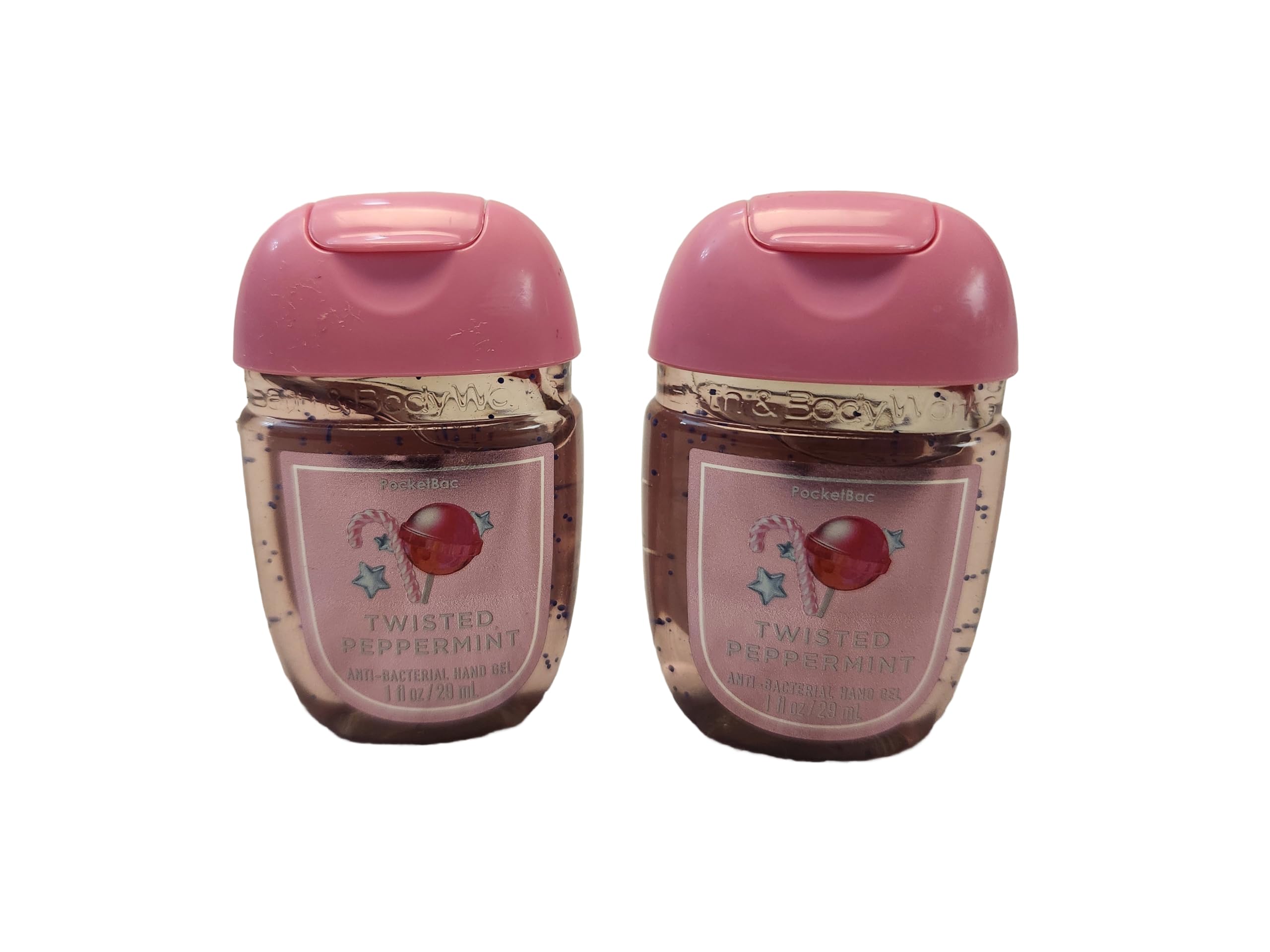 Bath and Body Care - Travel Size Sanitizer - 2 piece Bundle Set Hand Gel - 1 Fl Oz each - Label Artwork Varies (TWISTED PEPPERMINT)
