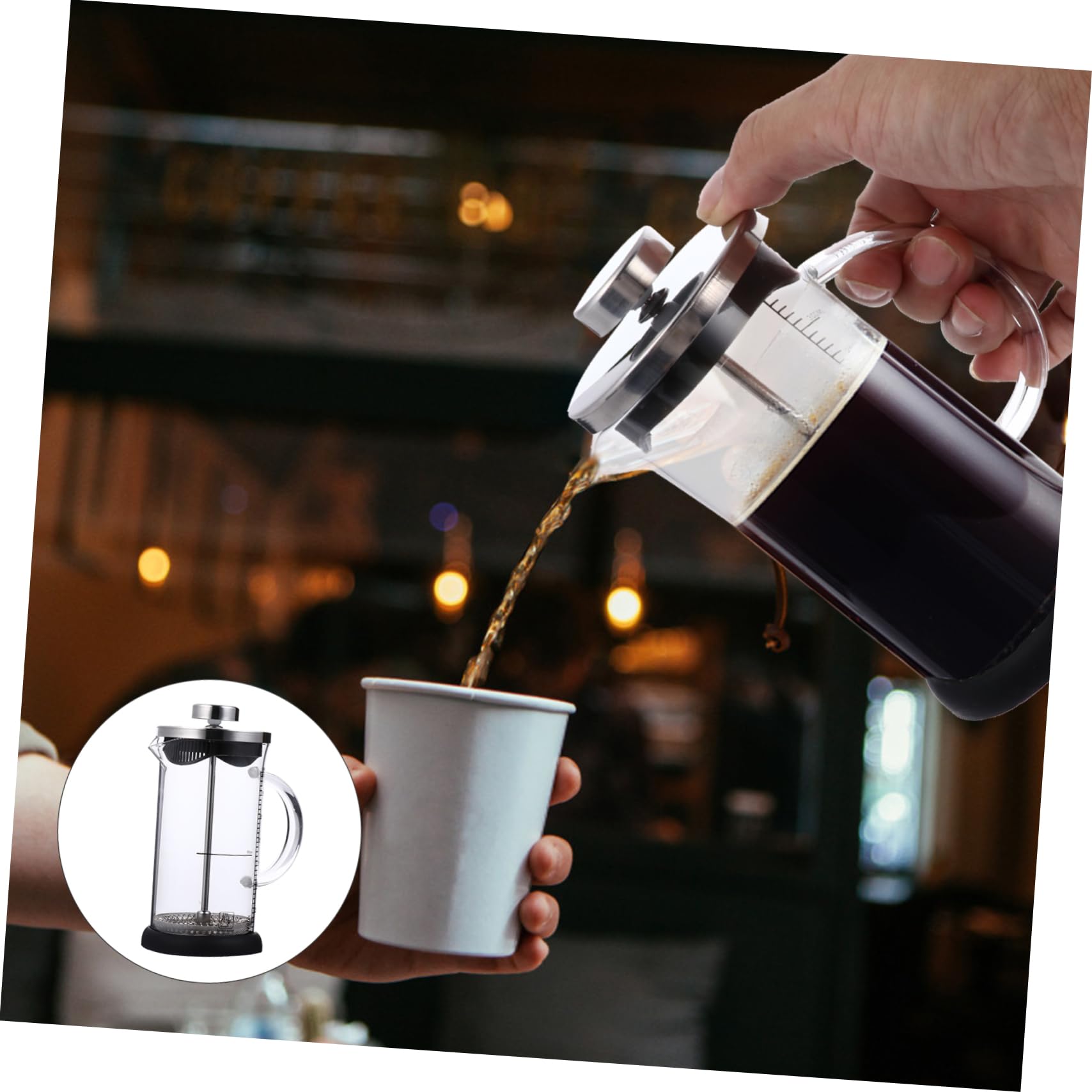 Cabilock Stainless Steel Press Heat Resistant Coffee Pot Stovetop Easy to Use for Home Office