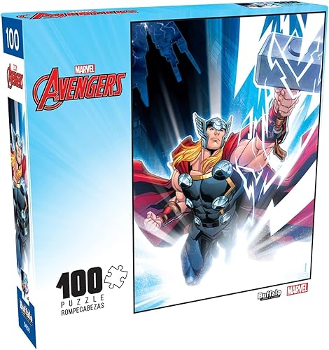 Buffalo Games - Marvel - Thor The Mighty Avenger - Rompecabezas de 100 piezas para familias -Rompecabezas desafiante perfecto para noches de juego -