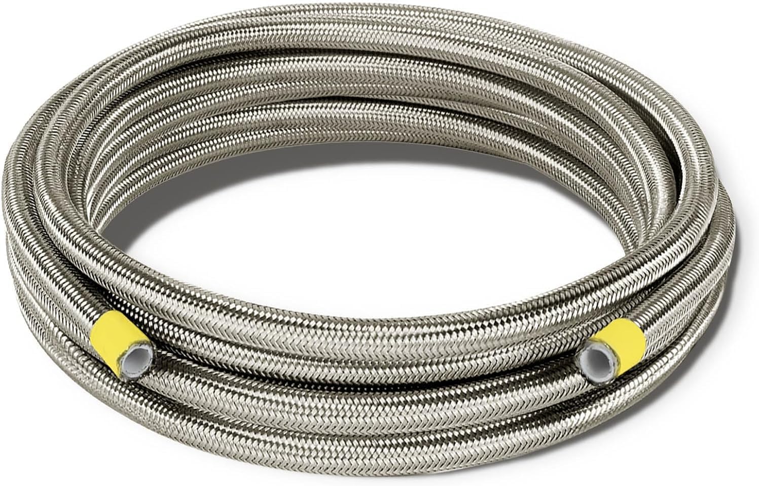 12AN Oil Cooler Hose, 3/4 inch Dia Nylon Braided High Pressure Fuel Line Stainless Steel Rubber Hose, for Automotive, Marine Engine Tube Fuel System - Silver (5M/16FT)