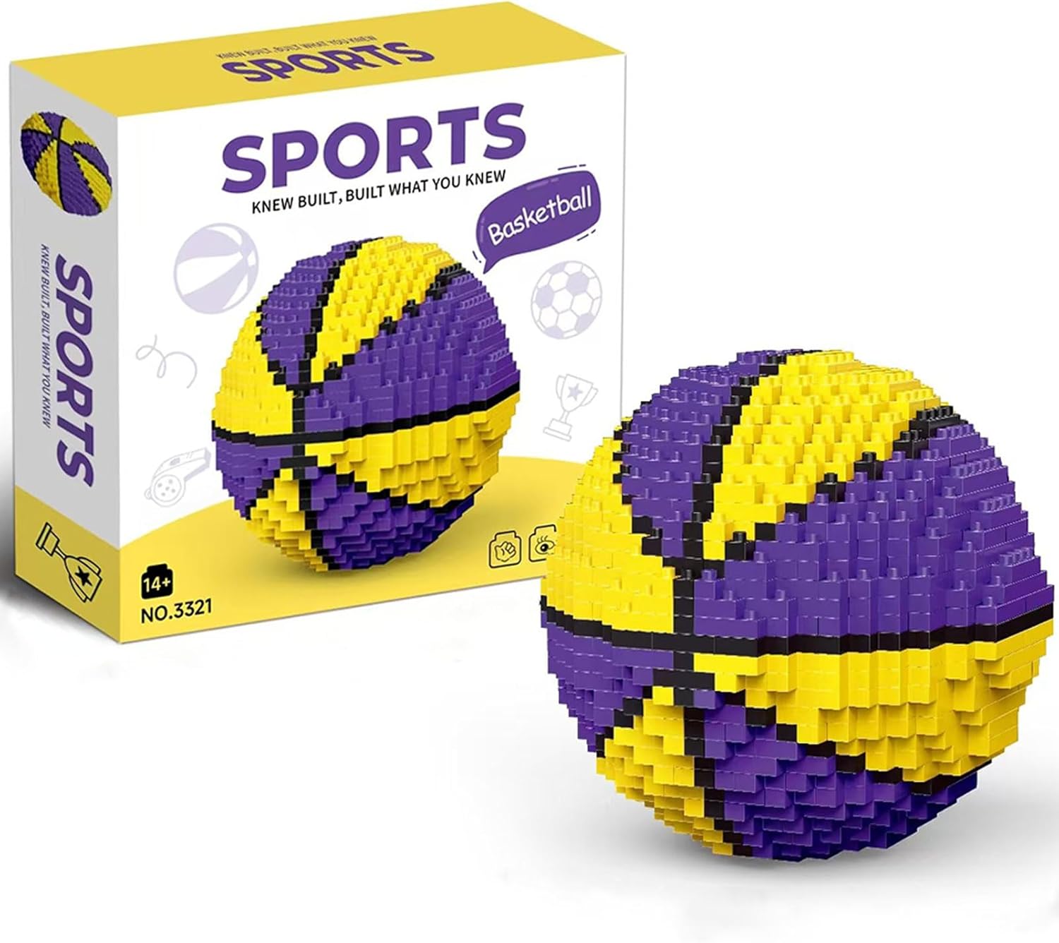 Basketball Mini Building Blocks Set, Micro Model Bricks Toy, Sports Block Decorations Gift for Adults & Kids & Basketball Enthusiasts (Basketball)