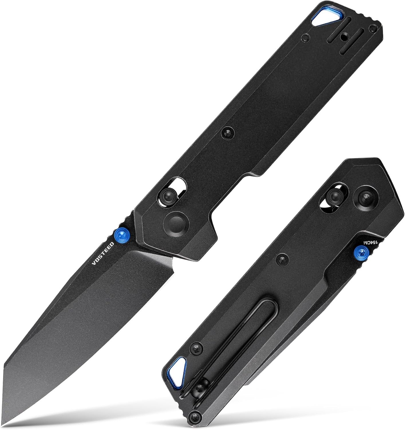 Vosteed Ultra Thin Folding Pocket knife for Men & Women, 2.9" 154CM Blade, Thumb Stud, Cross-bar Lock Titanium Handle EDC Slim Knives - Parallel A3501