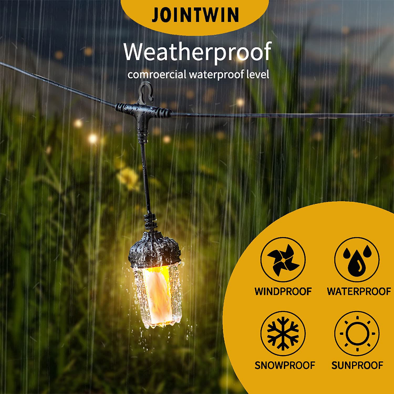 Guirnalda de luces parpadeantes para decoración de Halloween al aire libre, LED de 23 pies para exterior, jardín enchufable, patio trasero conectable, 10 faroles y ganchos decorativos para cafetería