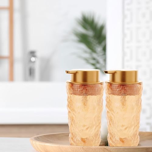 Miniatura 4 de Dispensador de jabón espumoso de vidrio, juegos de bombas de oro y oro mate, ambos equipados con bombas de espuma y líquido, y dos botellas de