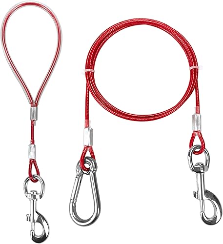 Miniatura 8 de Mi Metty Correa para perro a prueba de mordidas, cable de amarre de 5 pies con asa de correas cortas desmontables para perros, cable trenzado no