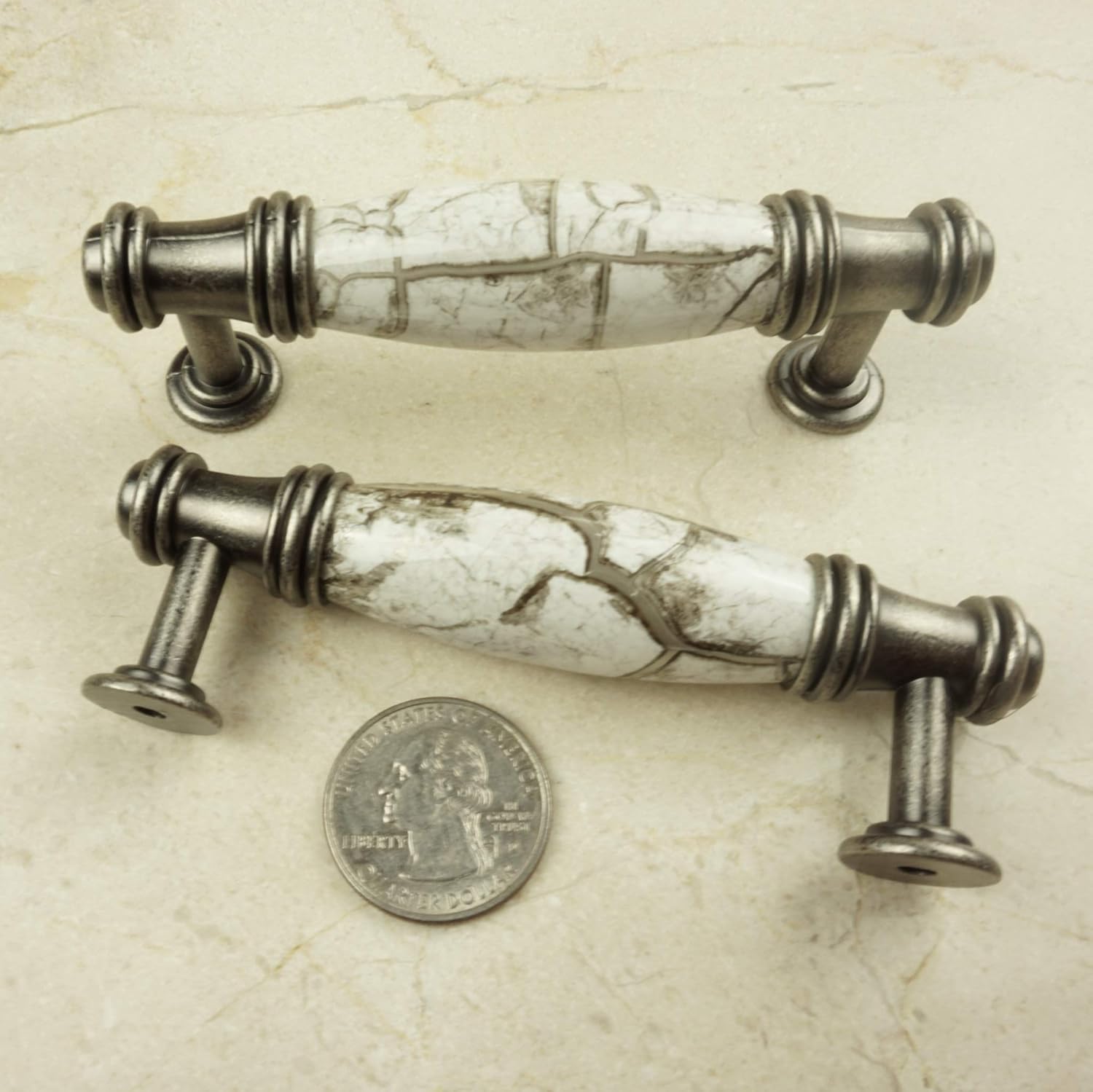 10 pcs Silver Gray Cabinet Handle Pulls with 3 inch Hole Centers for Cabinets, Drawers, Dressers, Vanities, Closets