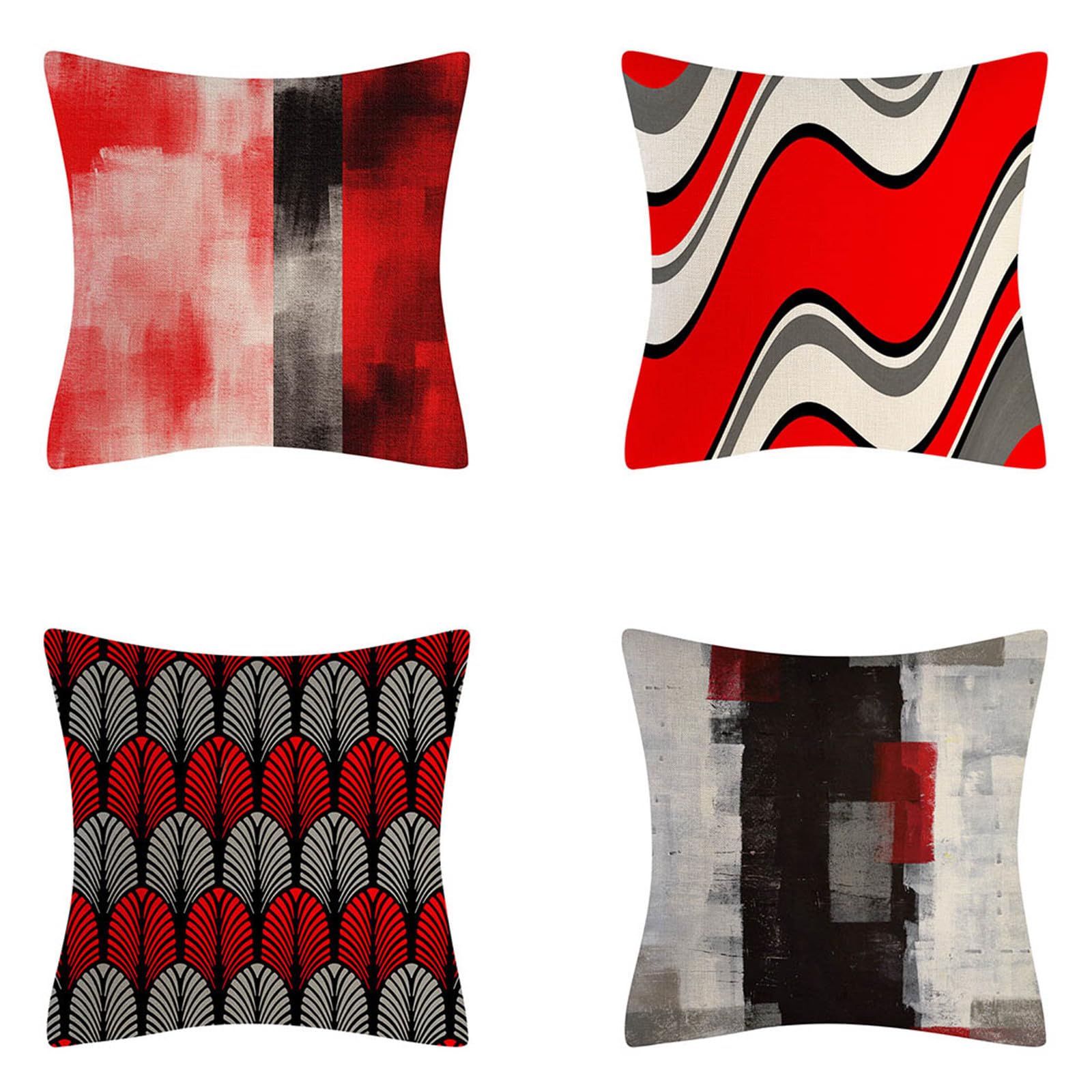Housses de coussin 50x50cm déhoussables en lin rouge noir pour protéger et embellir vos lits
