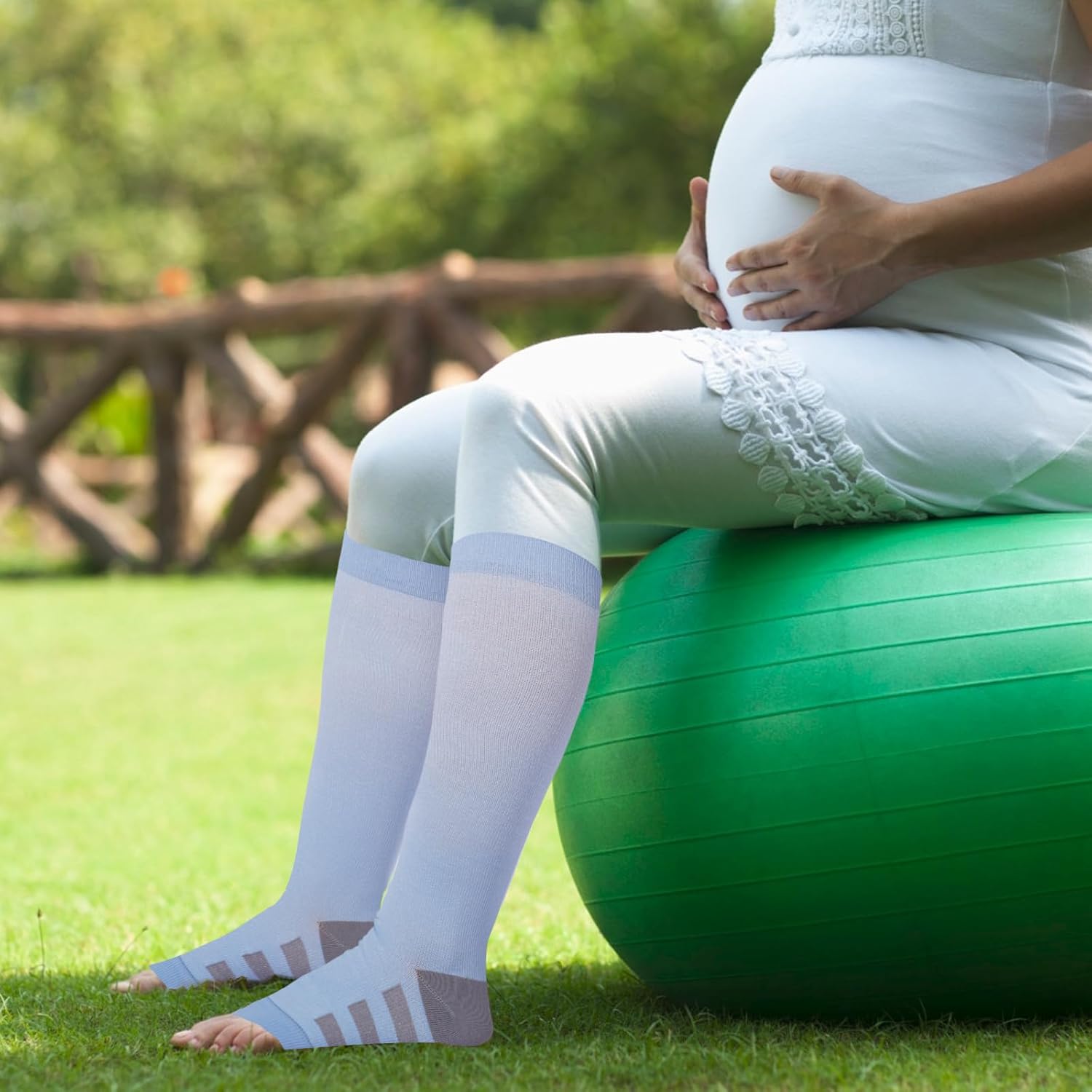 Toeless Plus Size Compression Socks for Women Open Toe Wide Calf Compression Socks Support Socks - Image 2