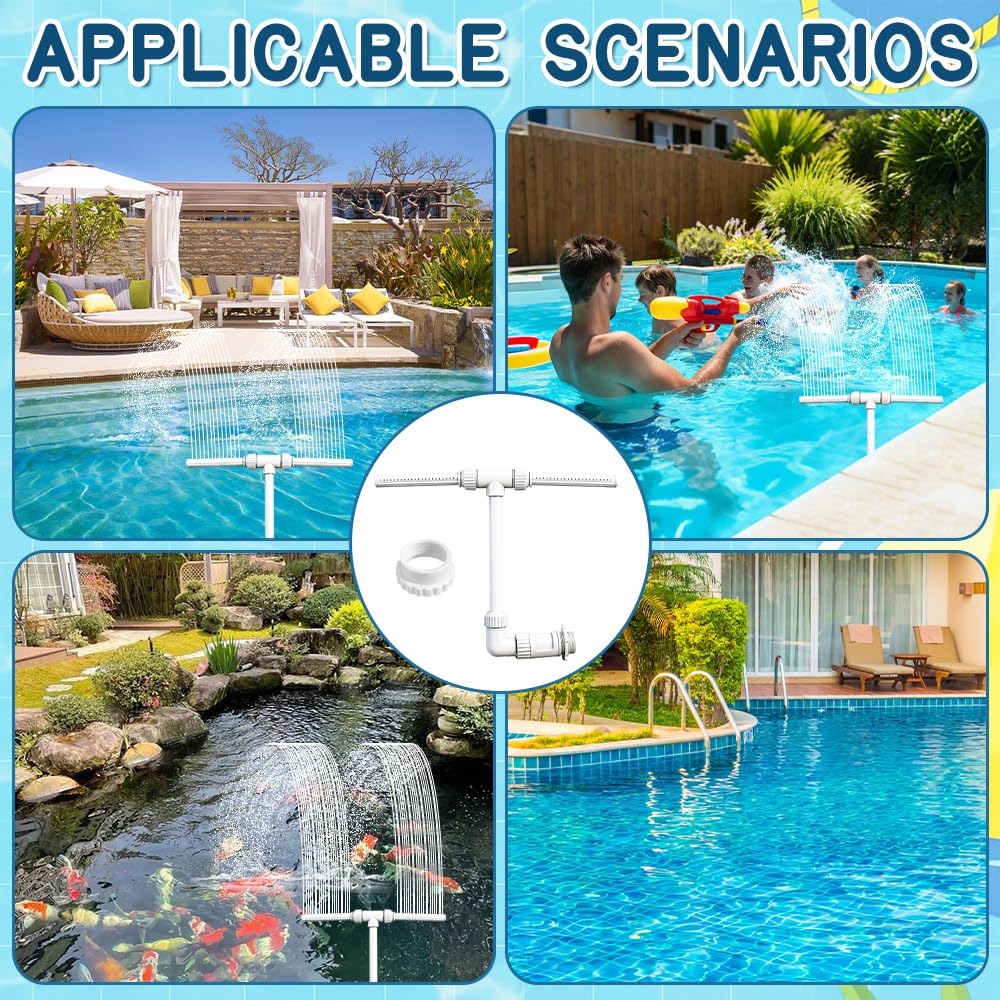 NAVESO Pool Brunnen Wasserfall,Pool Wasserfall Dual Spray Einstellbarer,Pool Springbrunnen Fontäne mit Adapter, Poolwasserfall,Wasserfall für Poo-l und Spa