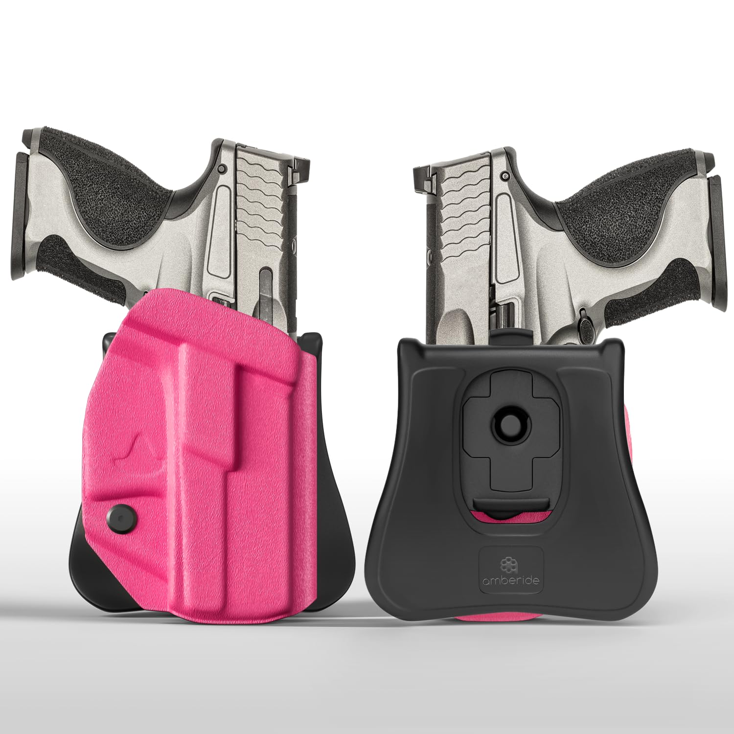 Amberide IWB & OWB KYDEX Holster Fit: Smith & Wesson M&P Shield M2.0 with Integrated CT Laser 9mm/.40 Pistol, Inside Outside Waistband Concealed Carry, Adjustable Cant & 'Posi-Click' Retention