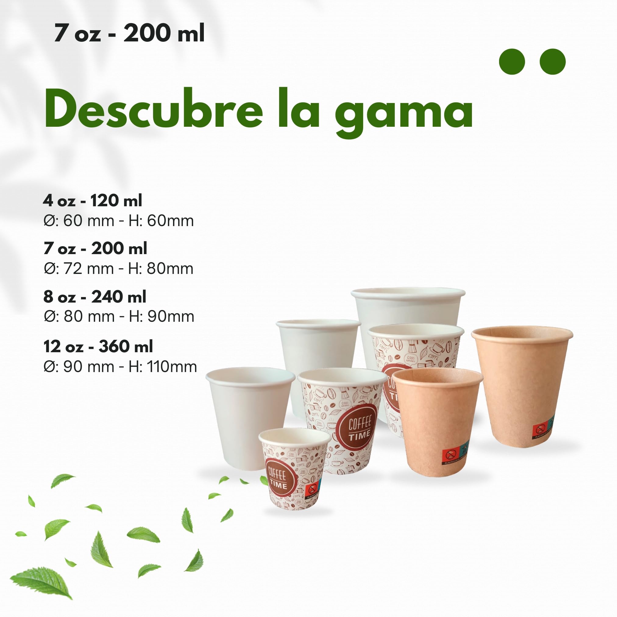 Vasos Desechables de Café Para Llevar - Vasos Cartón para Servir el Café, el Té, Bebidas Calientes y Frías (7 oz - 200 ml, Kraft) - Caja de 1.000 vasos