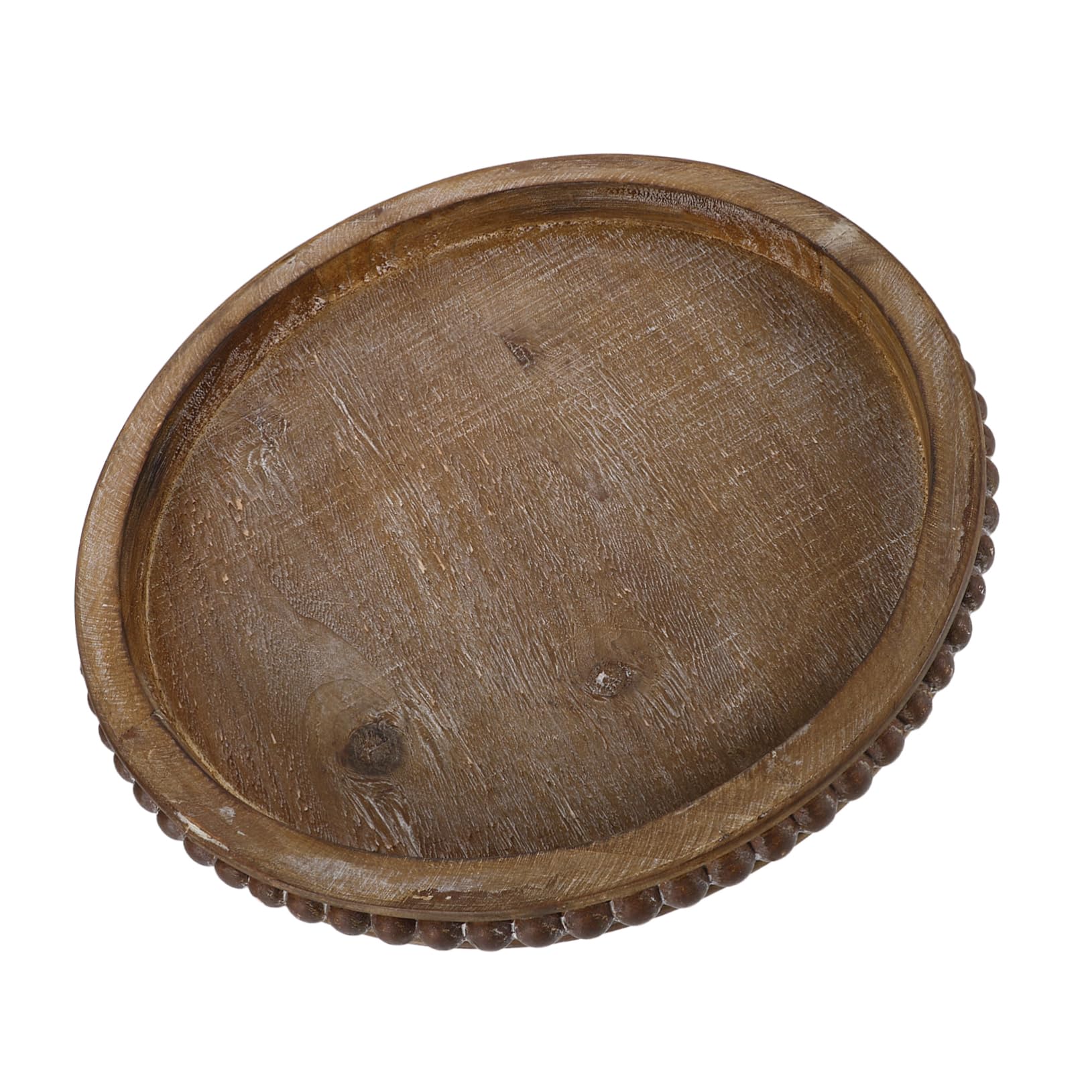 SHERCHPRY Wooden Centerpiece Tray Rustic Round Trays Coffee Table Decor for Home