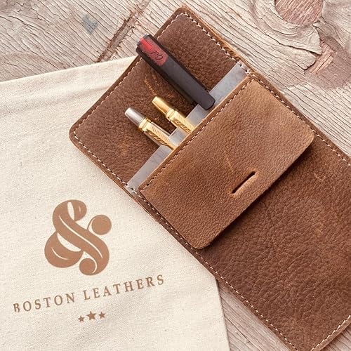 Miniatura 7 de Juego de 2 protectores de bolsillo de cuero, organizador de bolsillo resistente para hombres, clip de soporte para bolígrafo adecuado para