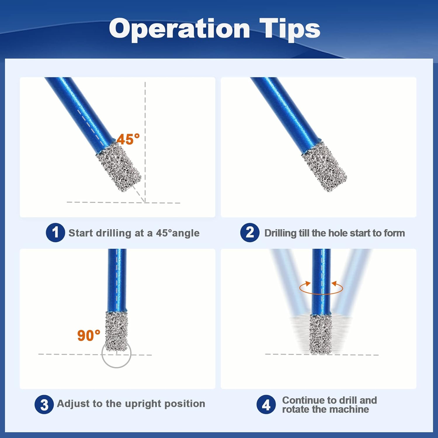 Diamond Core Drill Bit Set - 6/8/25/35/50mm Diamond Hole Saw & Chamfer Bit (5/8-11 Thread & Adapter) - 1 Count