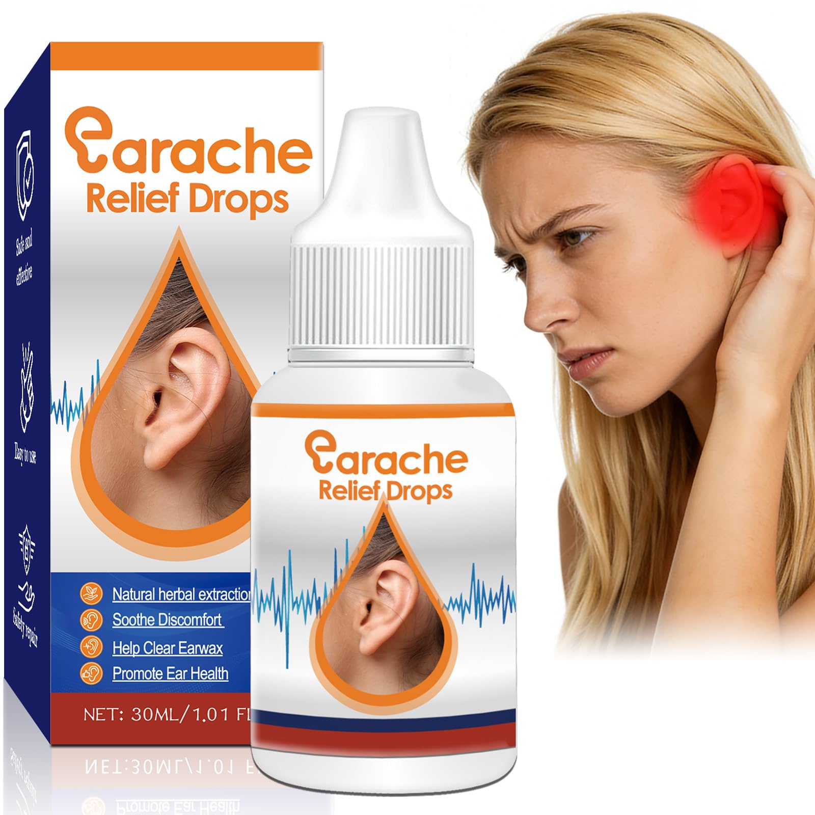 Tinnitus Relief Ear Drops Natural Herbal Formula Treatment to Reduce Ear Noise Improve Hearing for Men and Women