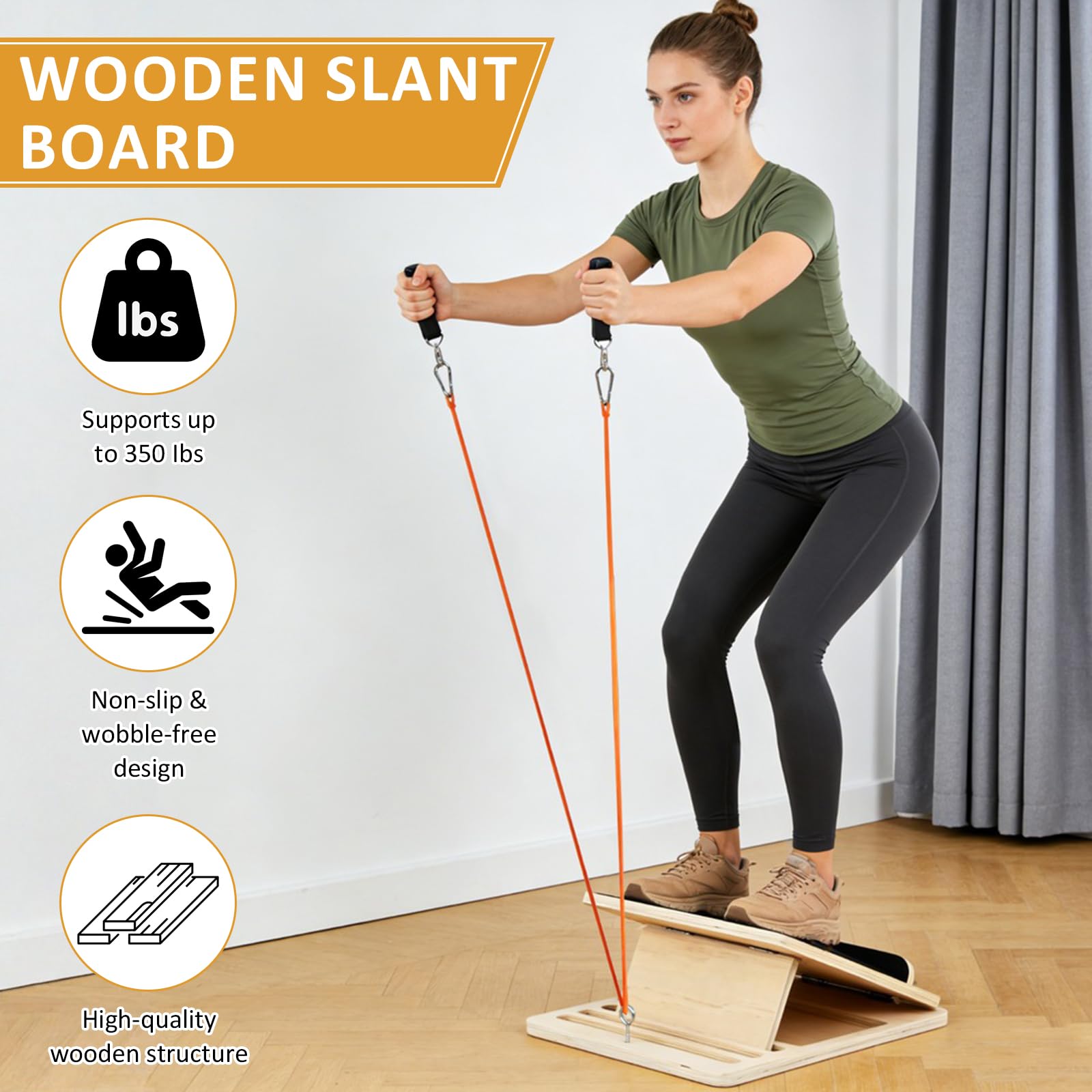 Tavola Inclinata Regolabile, Tavola Inclinata Regolabile in Legno, Tavolas per Polpaccio Pieghevole Antiscivolo, Slant Board Professionale per Allungamento Muscolare