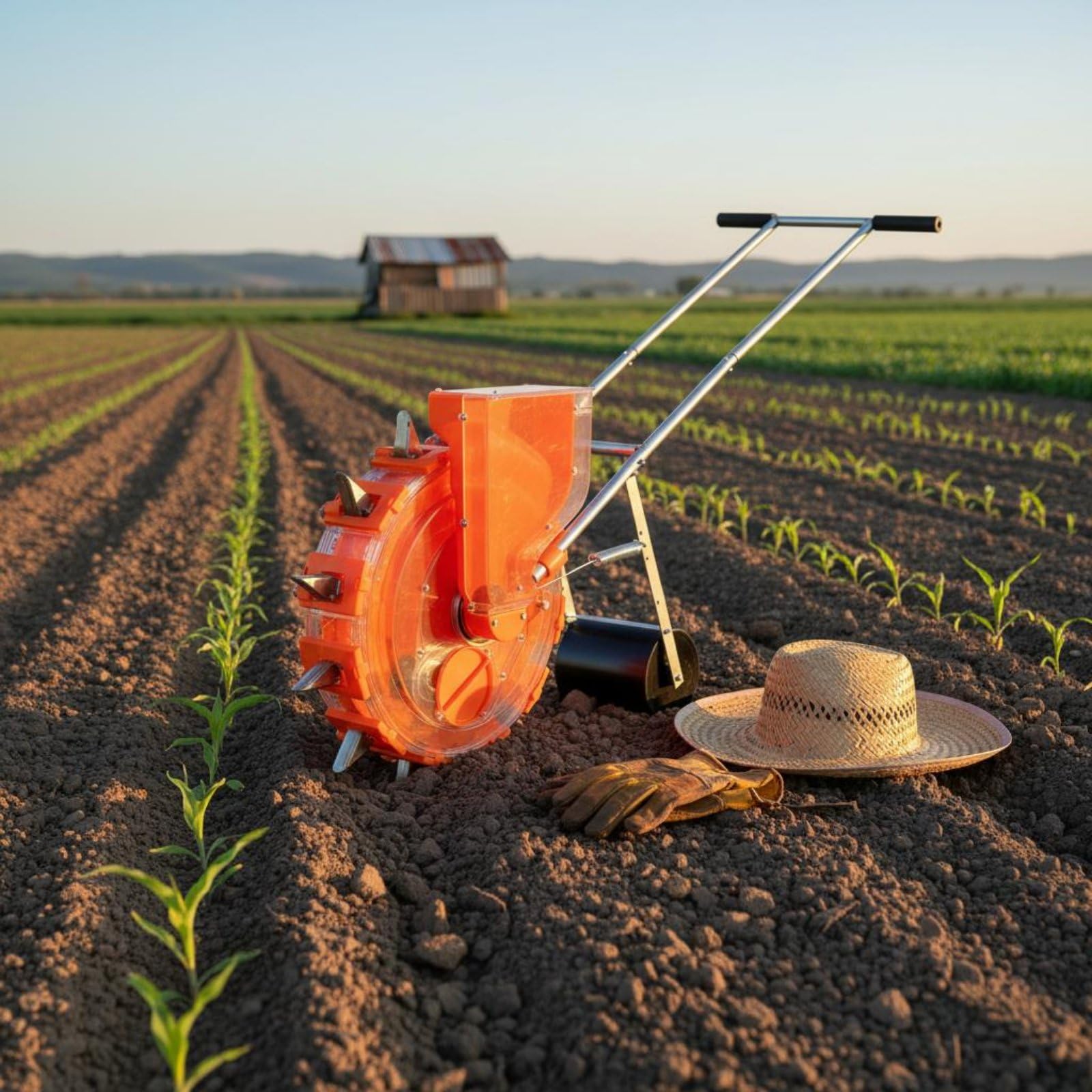 predolo Seminatrice a Spinta Multifunzionale Piantatrice Manuale a Ruote Beccuccio in Acciaio Inossidabile Attrezzatura Agricola per Agricoltori, Giardinieri, 9 Bocche, Spaziatura Regolabile