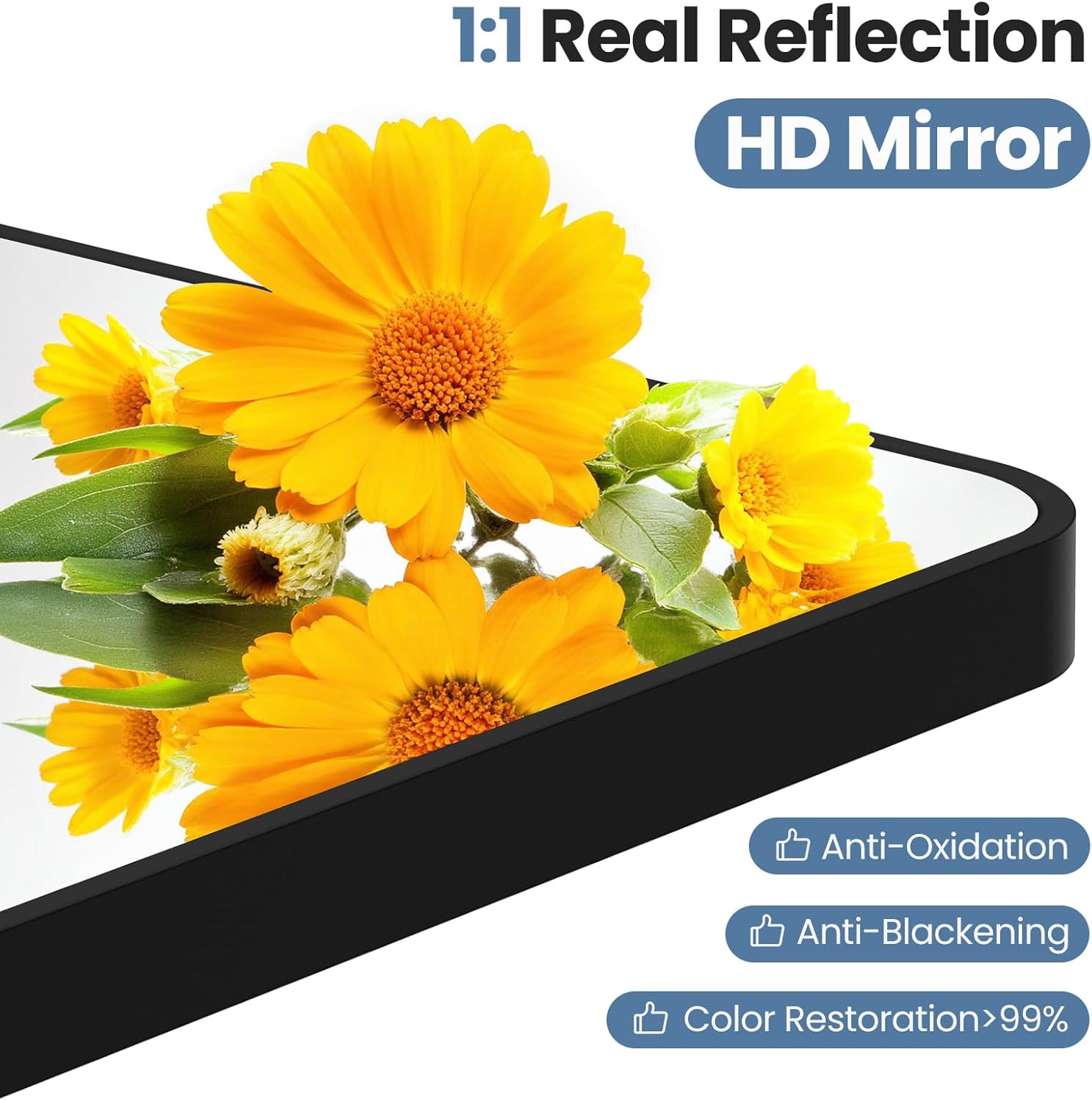NEWBULIG 30X48 Inch Bathroom Mirror, Rectangle Wall Mirror with Rounded Corners, Gold Vanity Mirrors for Bathroom Sink with Metal Frame