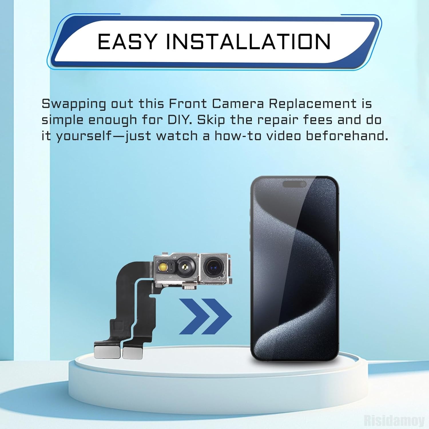 for iPhone 15 Pro Front Facing Camera Replacement Selfie Camera 15pro 12MP Front Camera Flex Cable Module Proximity Sensor Repair for Models: A3102 A2848 A3101 A3104