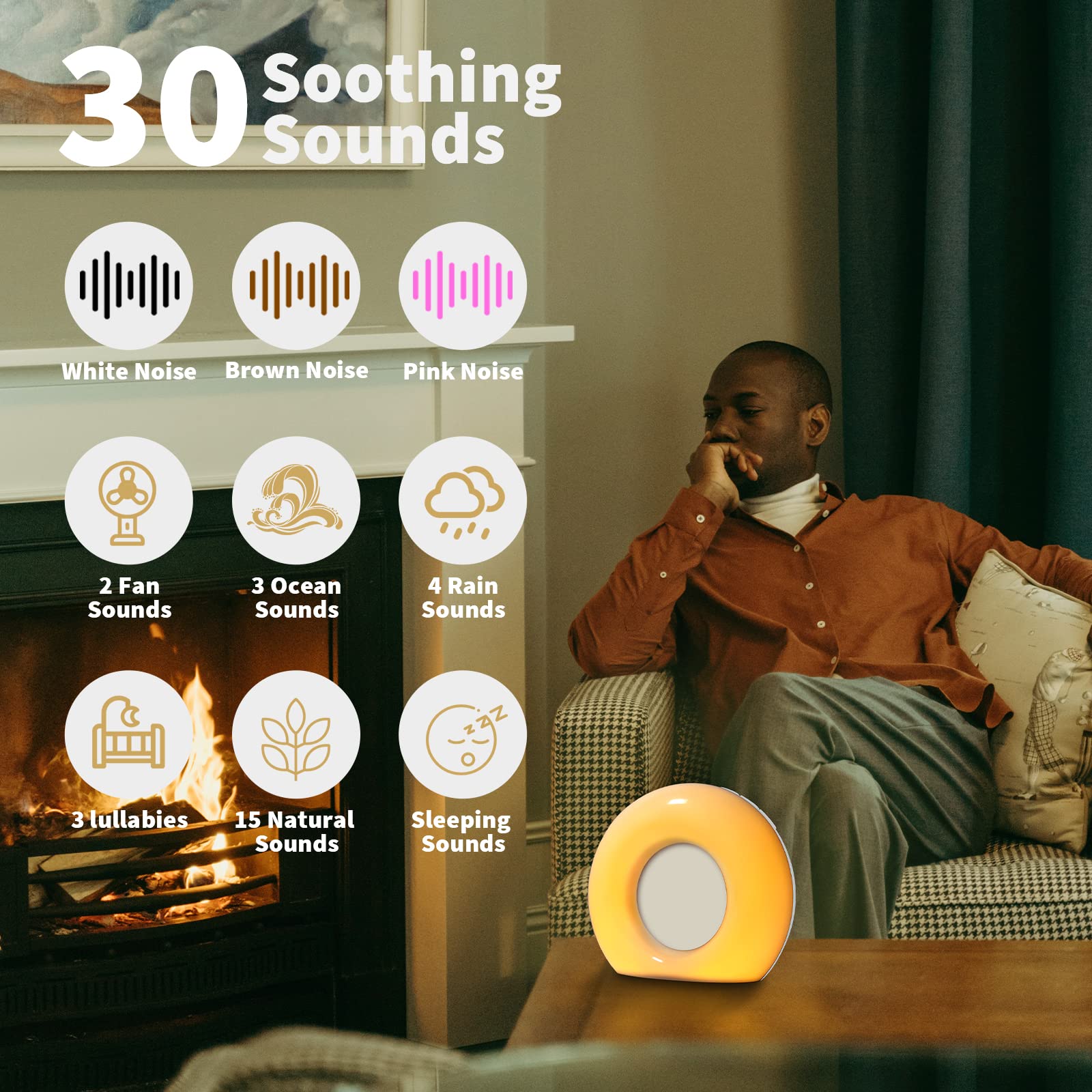 DailyBody Sound Machine White Noise Machine Sleep Machine 30 Soothing Sounds 12 Colors Night Light 10 Levels of Light and 4 Timers Design Adjustable Volume Easy to Operate Stylish... (Q-White)