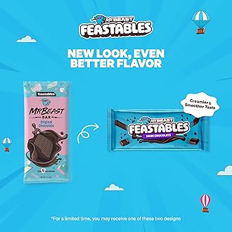 Feastables MrBeast Original Chocolate Bars - Made with Organic Cocoa. Plant Based with Only 4 Ingredients, 10 Count