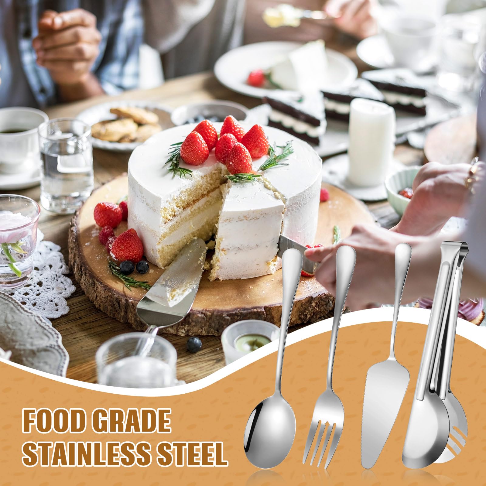 Yetene 19 Pieces Serving Flatware Set Including Stainless Steel Spatulas Forks Spoons Perforated Soup Skimmers Spoon Buffet Tongs Heavy Duty Black For Home Buffetblack