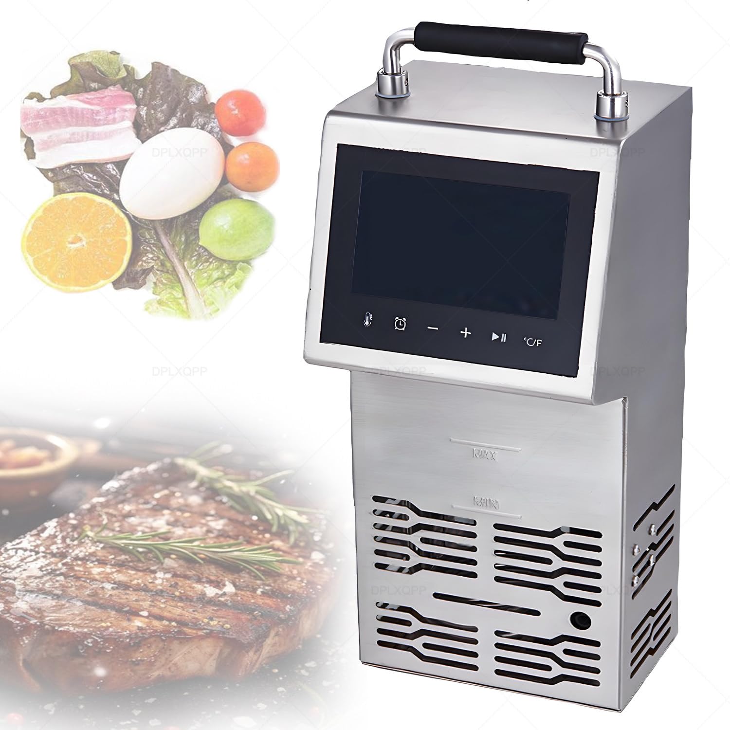 Circulador De Inmersión Sous Vide Inteligente 2000w,Máquina De Cocción Al Vacío Electrónica,80l,Acero Inoxidable 304,Asa Plegable,Tecnología 3D para Cocción Uniforme Y Sana