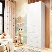 Guarda Roupa de Bebê 2 Portas 3 Gavetas Smim Móveis Peroba Branco Brilho