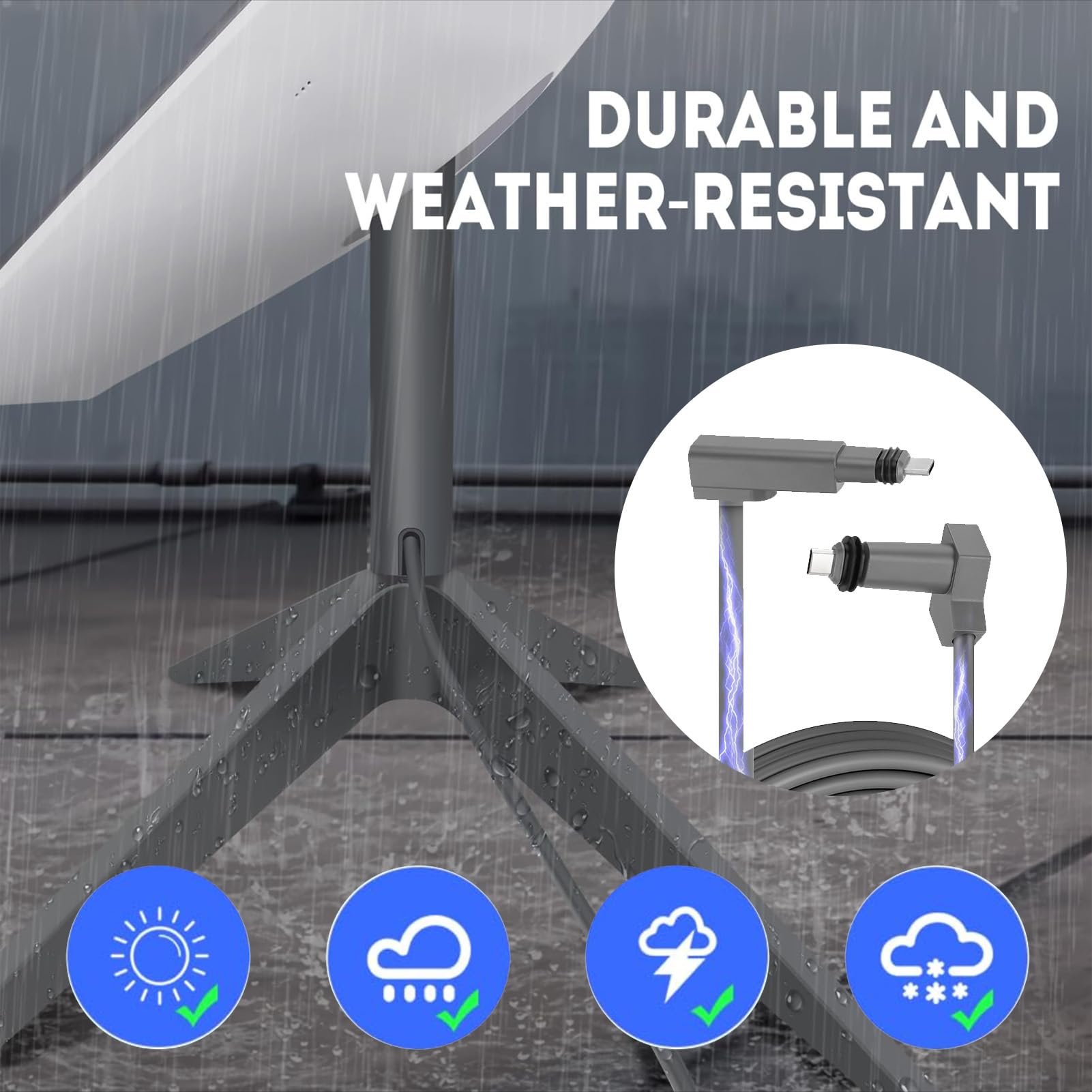 Starlink Cable, Starlink Replacement Cable for Gen2 V2 Rectangular Satellite, Replacement Cord for Starlink V2 IP68 Waterproof 1200Mpbs Extension (30FT(10M))