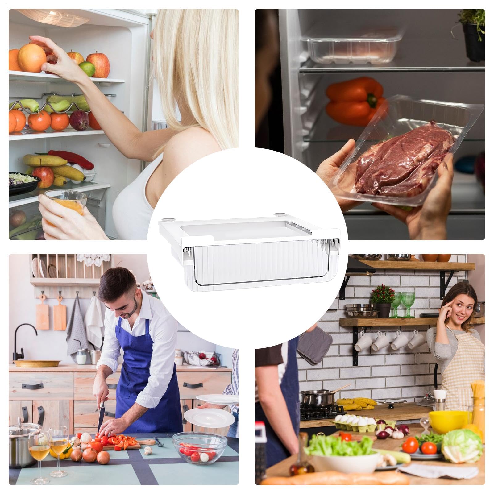 Cajones Organizadores Transparentes Para Nevera - Apilables, Deslizantes Y Perfectos Para Frutas Y Bebidas
