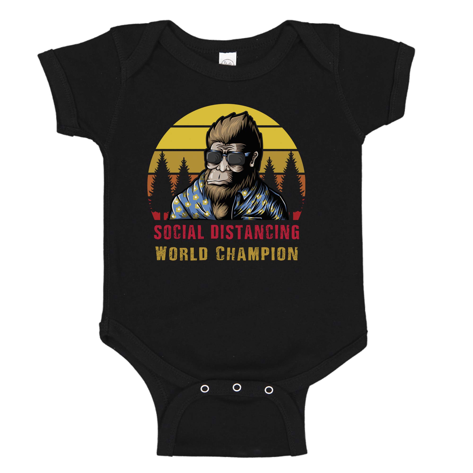 Ink TrendzBigfoot Social Distancing World Champion Baby Infant to Toddler one-Piece Bodysuit Romper