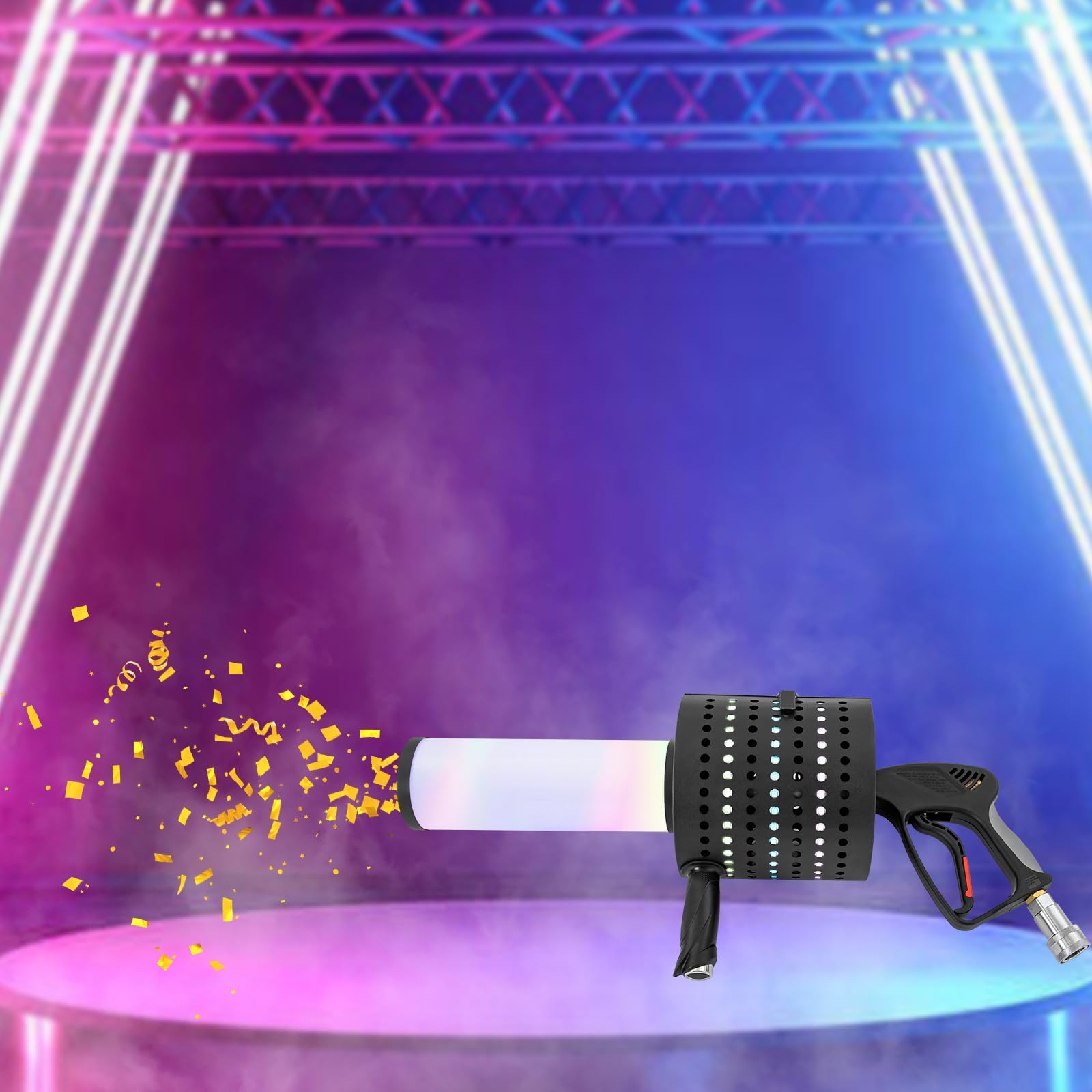 Macchina Lanciatore di Coriandoli Professionale Con Tubo D'aria Da 10 Piedi Portatile per Feste, Casa, Bar, Banchetti, Spettacoli Dal Vivo (Senza Coriandoli)