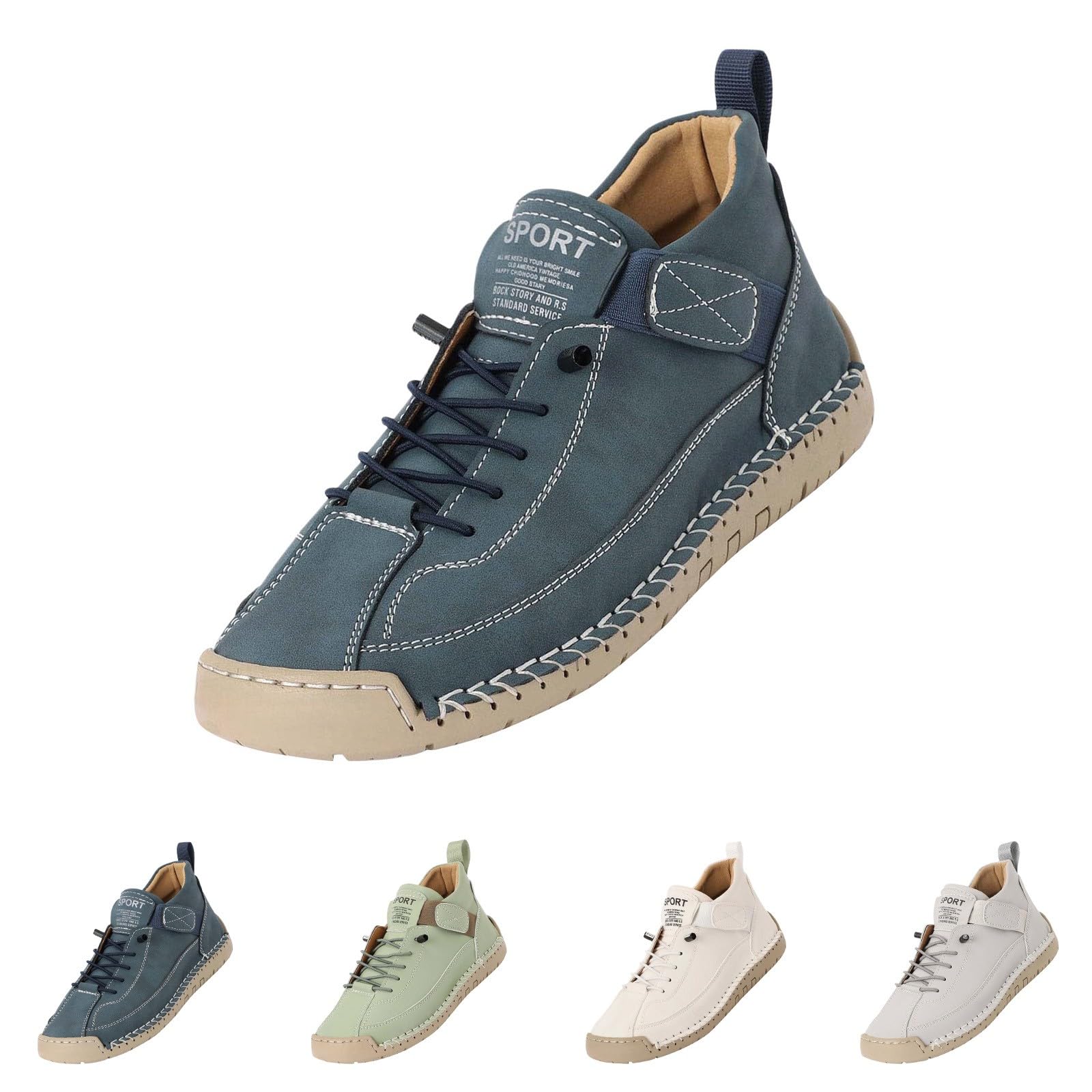 Zapatos casuales para caminar para mujer, mocasines ligeros, de piel sintética, cómodos, planos, para uso diario con correa ajustable, Navy, 40 EU