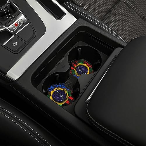 Miniatura 2 de Portavasos universales con diseño de bandera de Estados Unidos, con diseño de rosa y bandera de Brasil, a prueba de derrames, antideslizantes, para