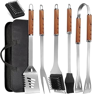 Lulizar BBQ Tools Set 7-in-1 with Storage Bag, Stainless Steel Grill Tool Set, Premium Complete Outdoor BBQ Utensils Set with Case, Barbeque Accessories for Men and Women Gift