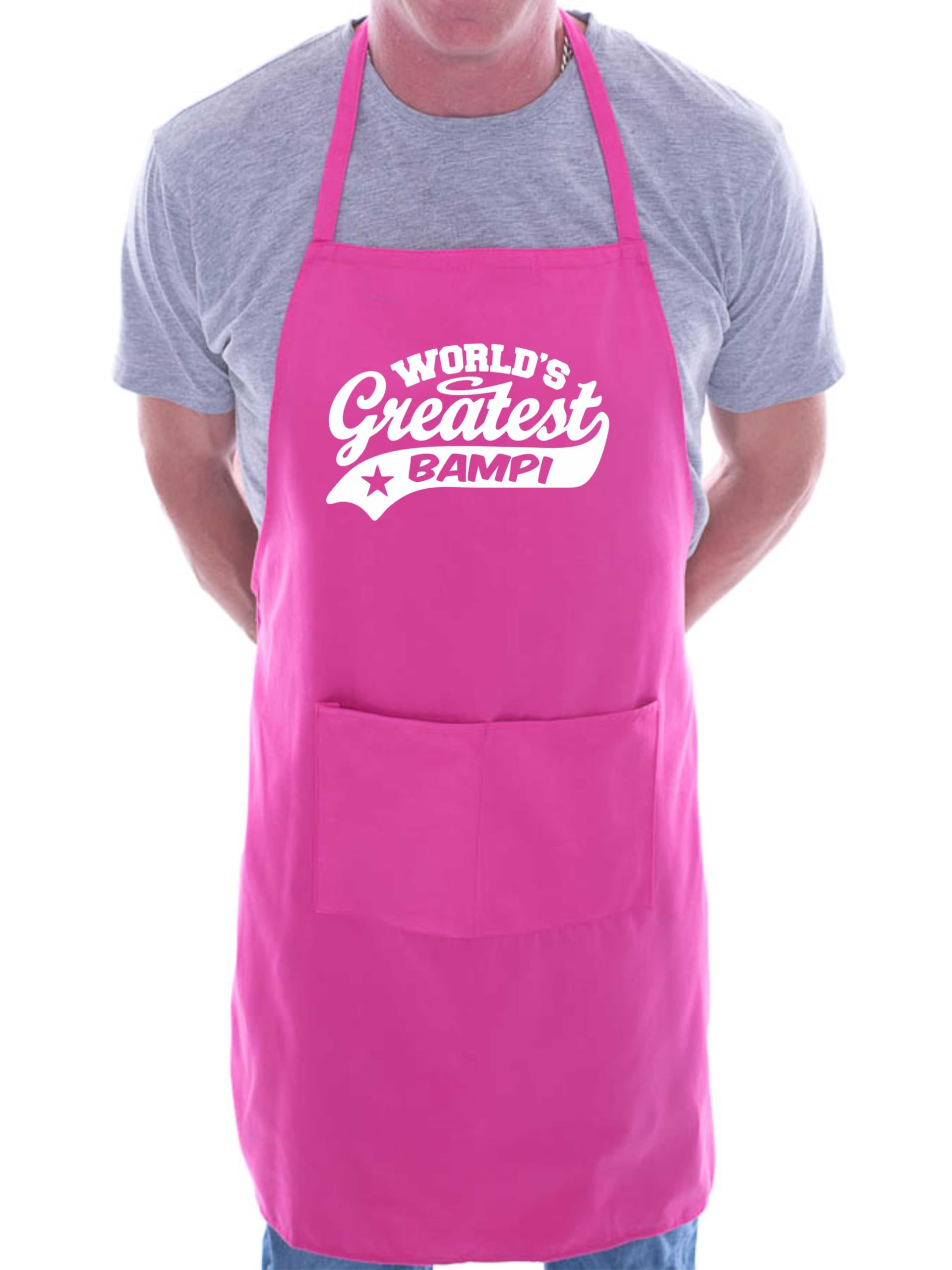 Print4u Unisex Pink Apron Greatest Bampi Gift For Him Birthday Father's Day Present