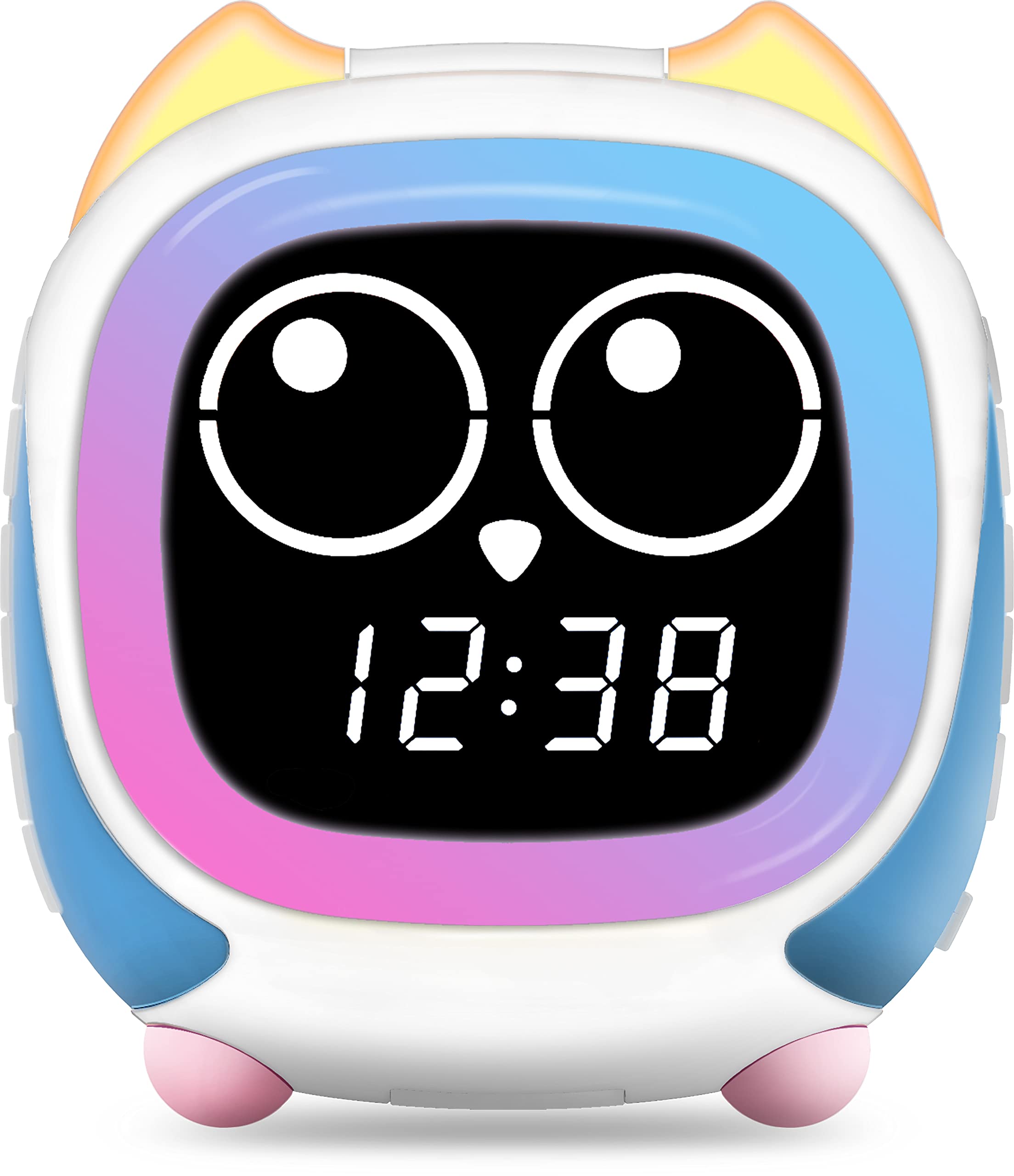 iTOMA Addo Sveglia per Bambini, Lampada da Comodino con Simulazione Alba/Tramonto, Grow Trainer Orologio per Bambini e Lettore Musicale Bluetooth, Rumori Bianchi per Dormire Sveglia Gufo CKS912