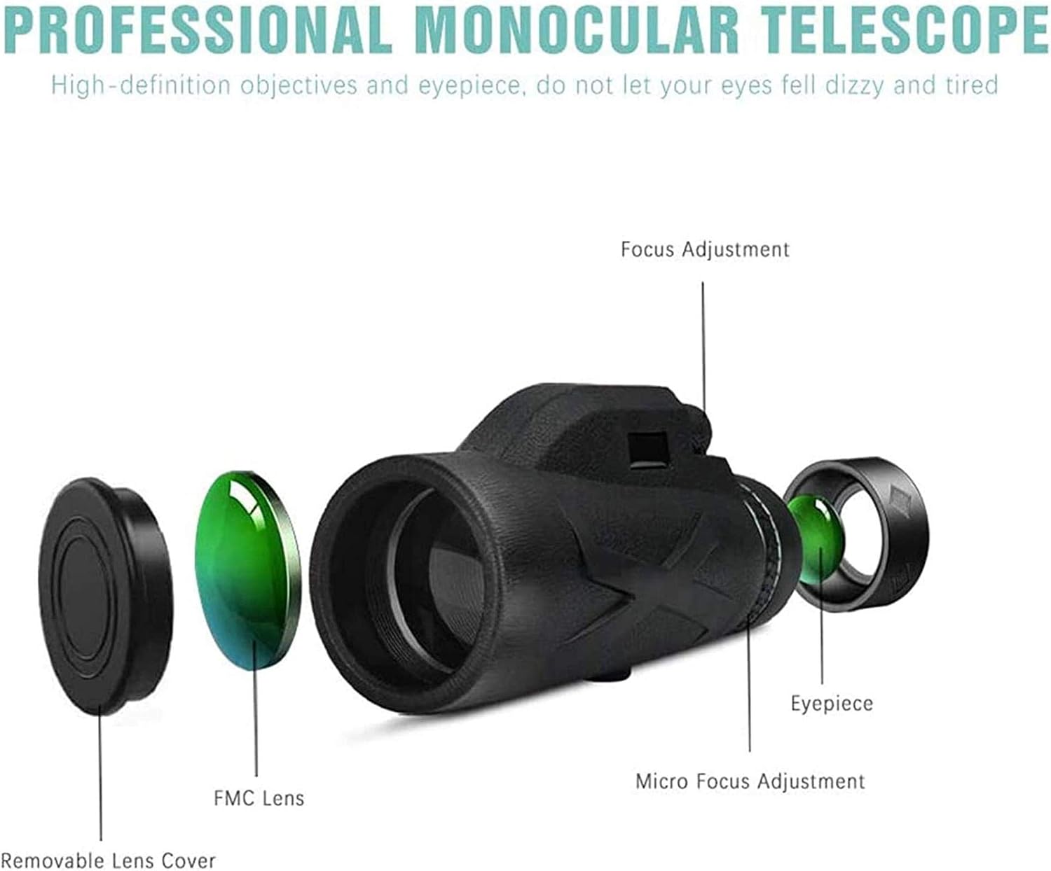 80x100 Zoom Monocular Telescope,Waterproof Fog HD Monocular Scope with Smartphone Holder & Tripod for Bird Watching, Camping, Hiking