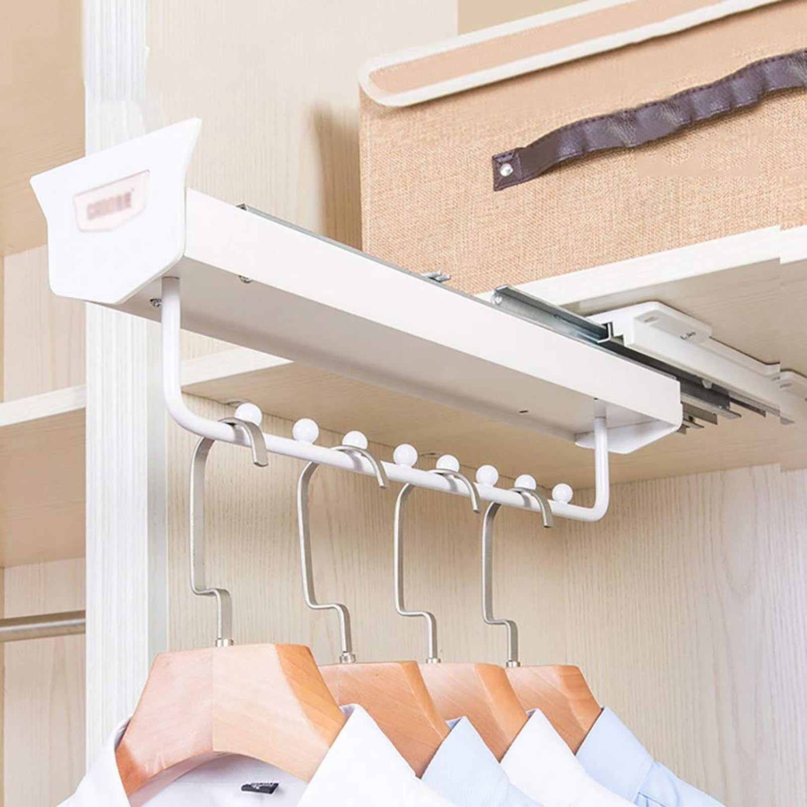 Barre de penderie coulissante extensible en métal pour armoire