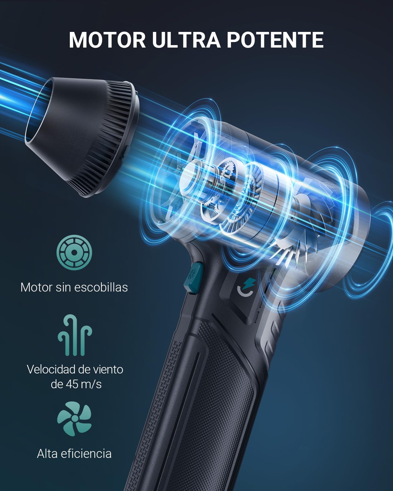 T800 Aire Comprimido Limpieza PC Air Duster - 3 Velocidades Soplador de Aire Potente, plumero eléctrico de aire, Soplador de Polvo para el ordenador, teclado, casa y coche