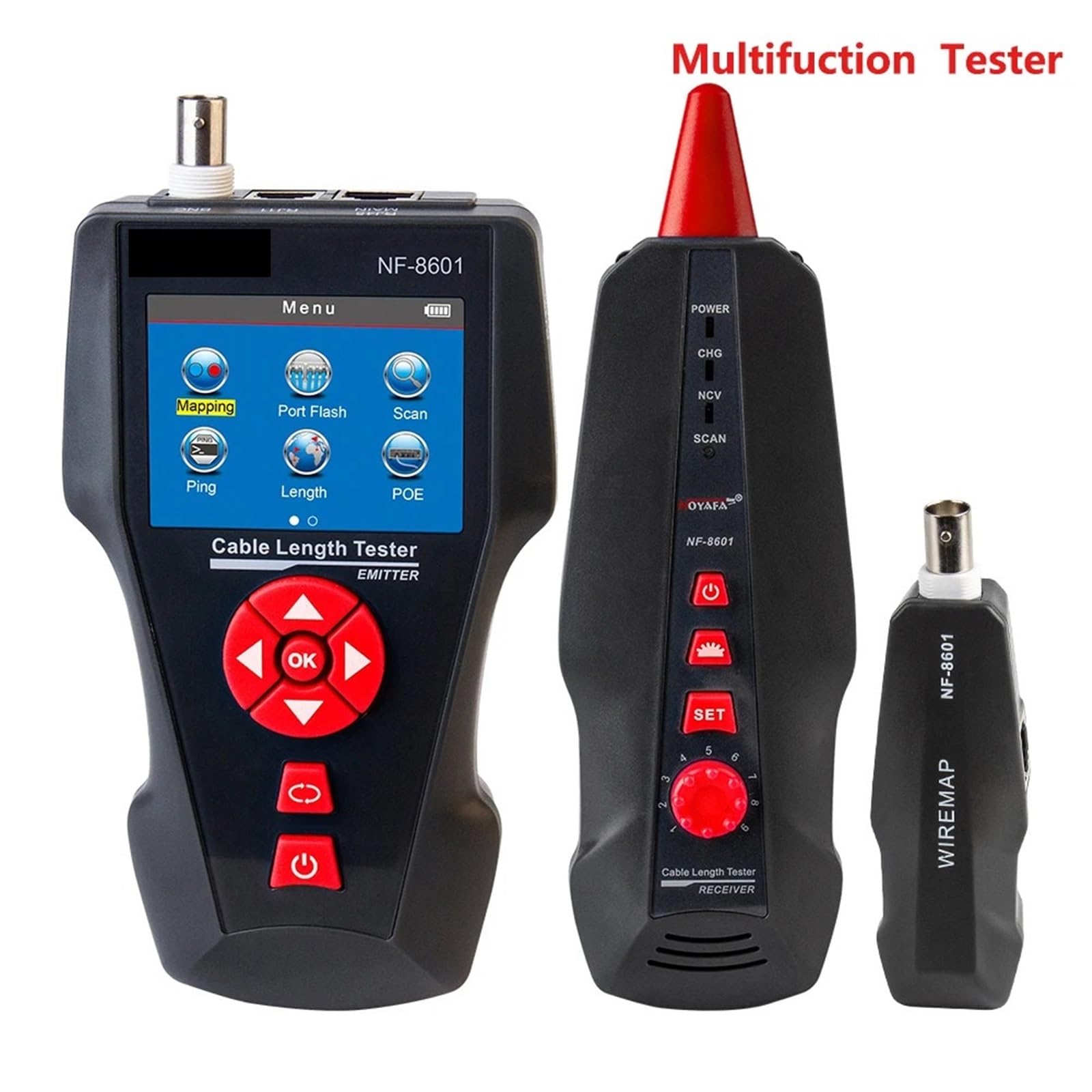 Netzwerkkabeltester, Netzwerkkabeltester NF-8601 Leitungssucher BNC RJ45 RJ11 Cat5 Cat6 Cat7 Lan Ping Poe Längentest Netzwerkkabel-Tracker