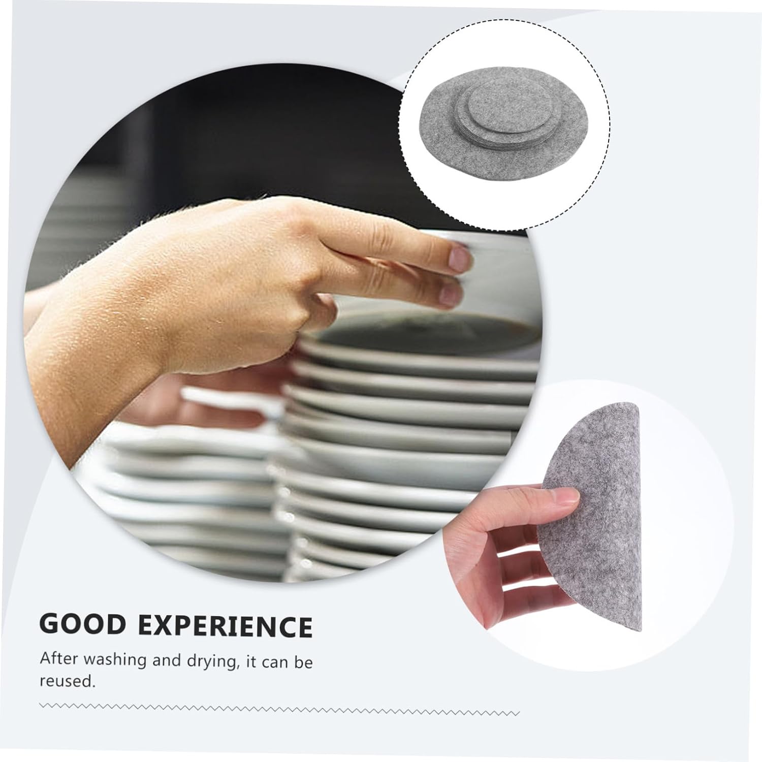 24pcs Felt Plate Protectors Set Dish Protectors for Cookware Bowls Plates and Glasses Grey Includes Large Medium Small Separators Prevents Scratches and Chipping