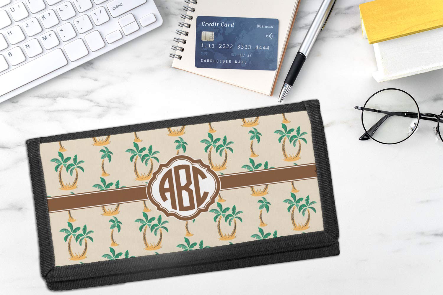 Personalized Palm Trees Canvas Checkbook Cover