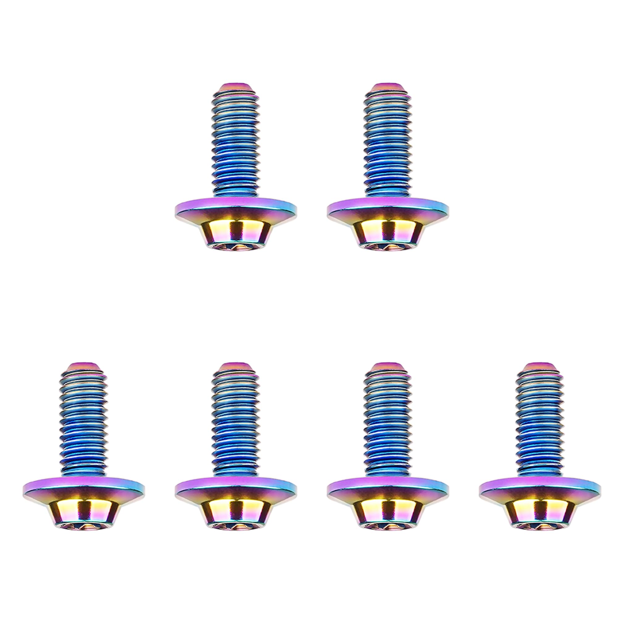 DWAMMEBRS Bolt M5 M6x10 12 15 20 25 30 35mm T25 T30 Torx Head Screw Pack of 6(Rainbow,M6x10mm)