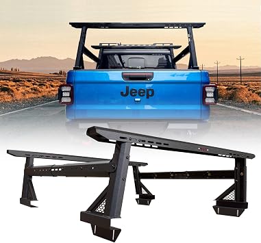Universal Heavy Duty fruck Bed Rack - Adjustable Height, Extendable, Aluminum Cross Bars for Most Pickup rucks Ram Silverado GMC Tacoma Tundra Gladiator F150 F250 F350
