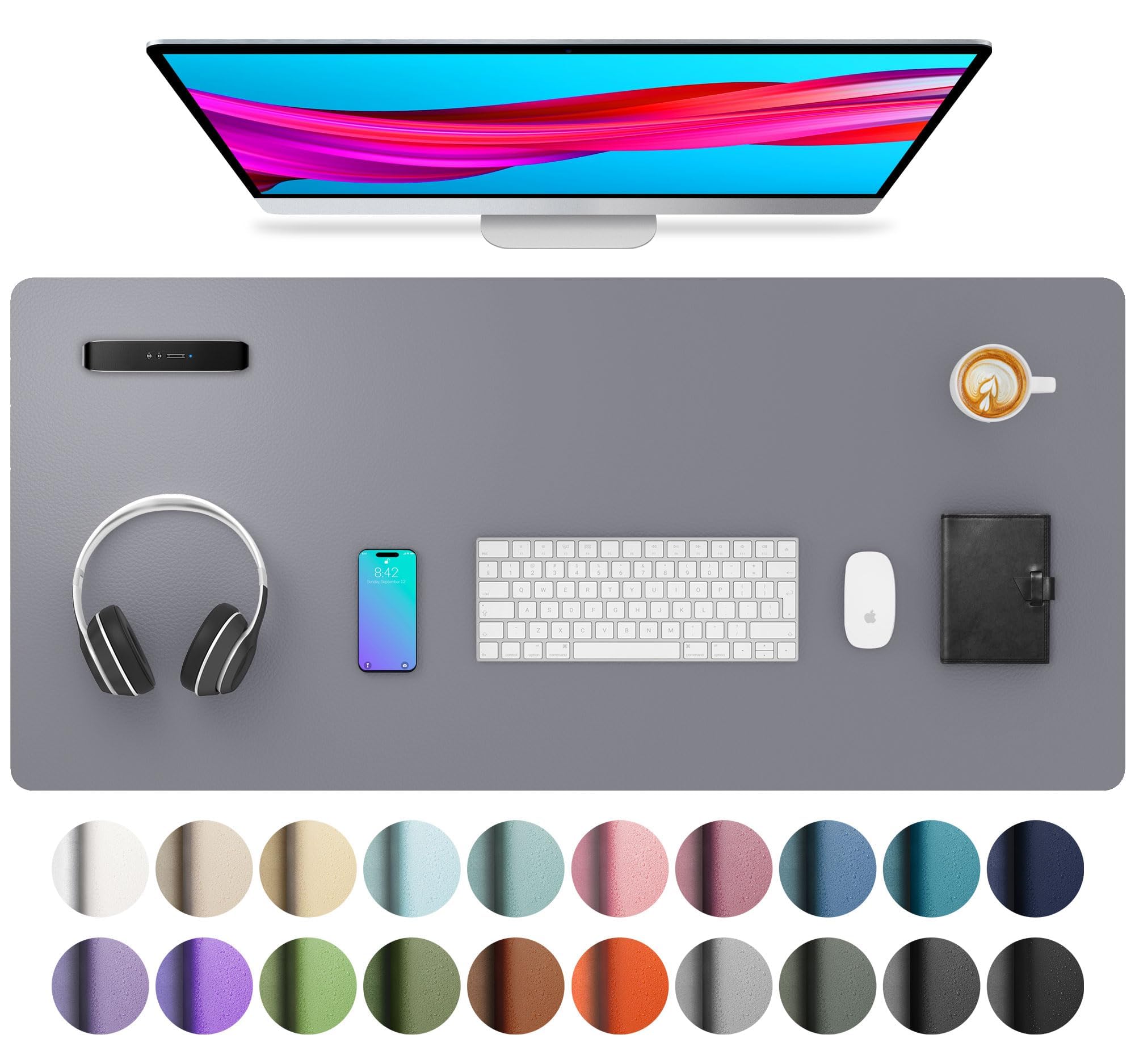 OIVO INDIA PU Vegan Leather Mouse Pad, Non-Slip, Anti-Skid, Reversible use, Single Color, Splash-Proof Suitable for Gaming, Computer, Laptop, Home & Office (80cm X 40cm Light Grey)-image-42