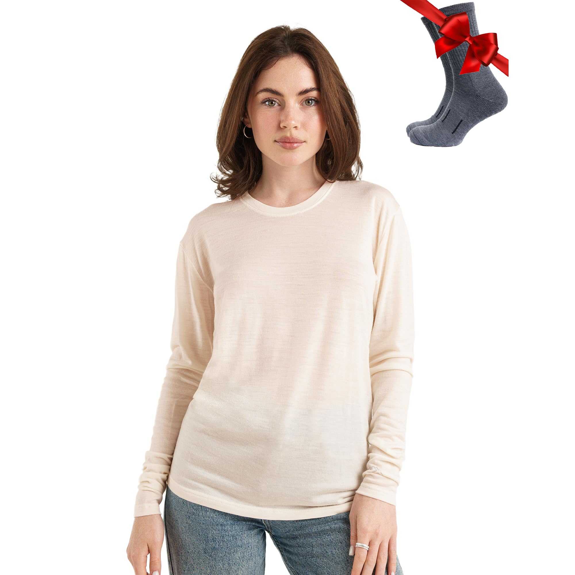 Merino.tech Merino Wool Base Layer Women - 100% Merino Wool Heavyweight, Midweight, Lite Long Sleeve Thermal Shirt and Socks
