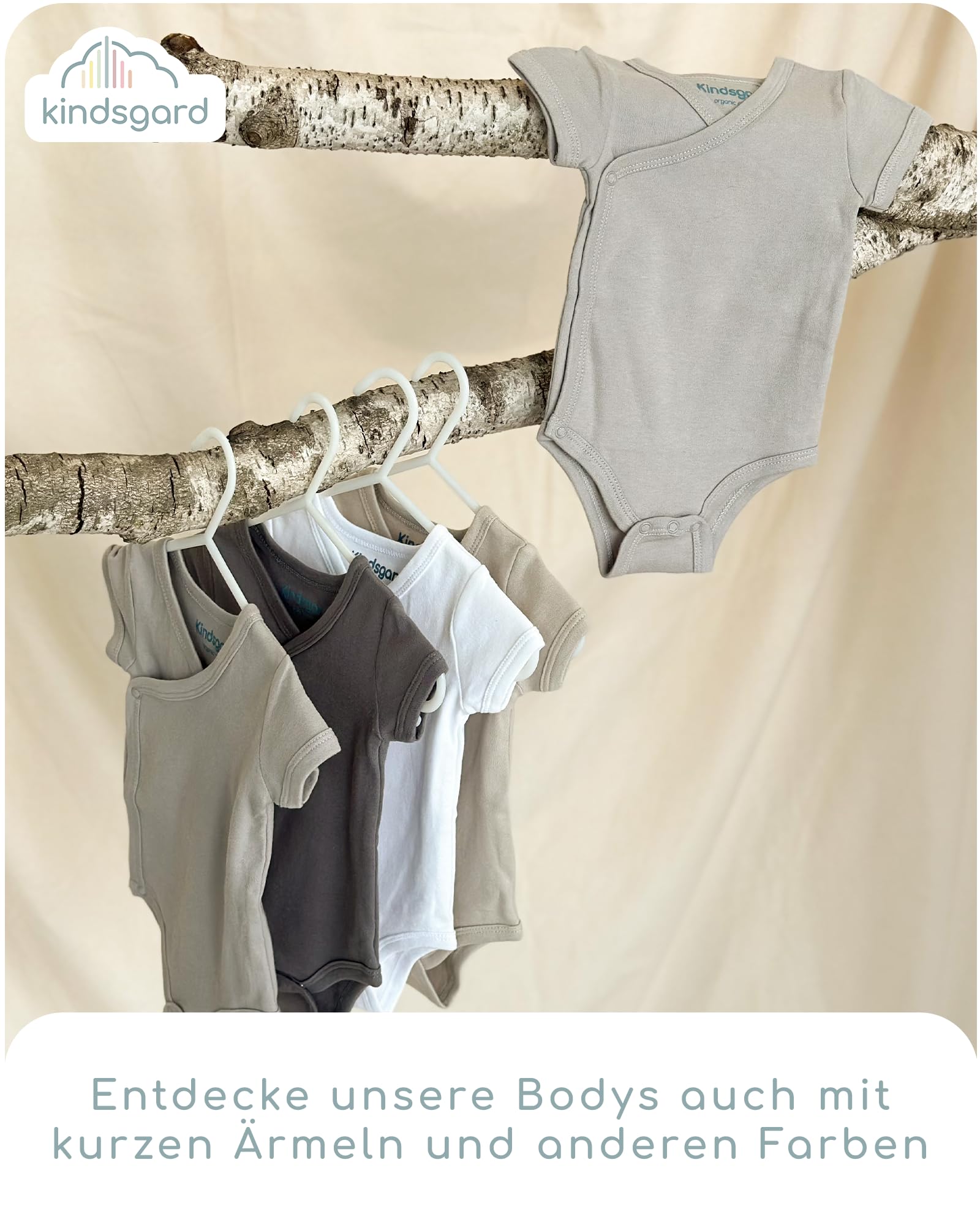 Kindsgard Baby Wickelbodys 3er-Pack Langarm - Unisex – aus 100% Bio-Baumwolle – OEKO-TEX zertifiziert – Einfache Handhabung – Ideal für Neugeborene & Säuglinge
