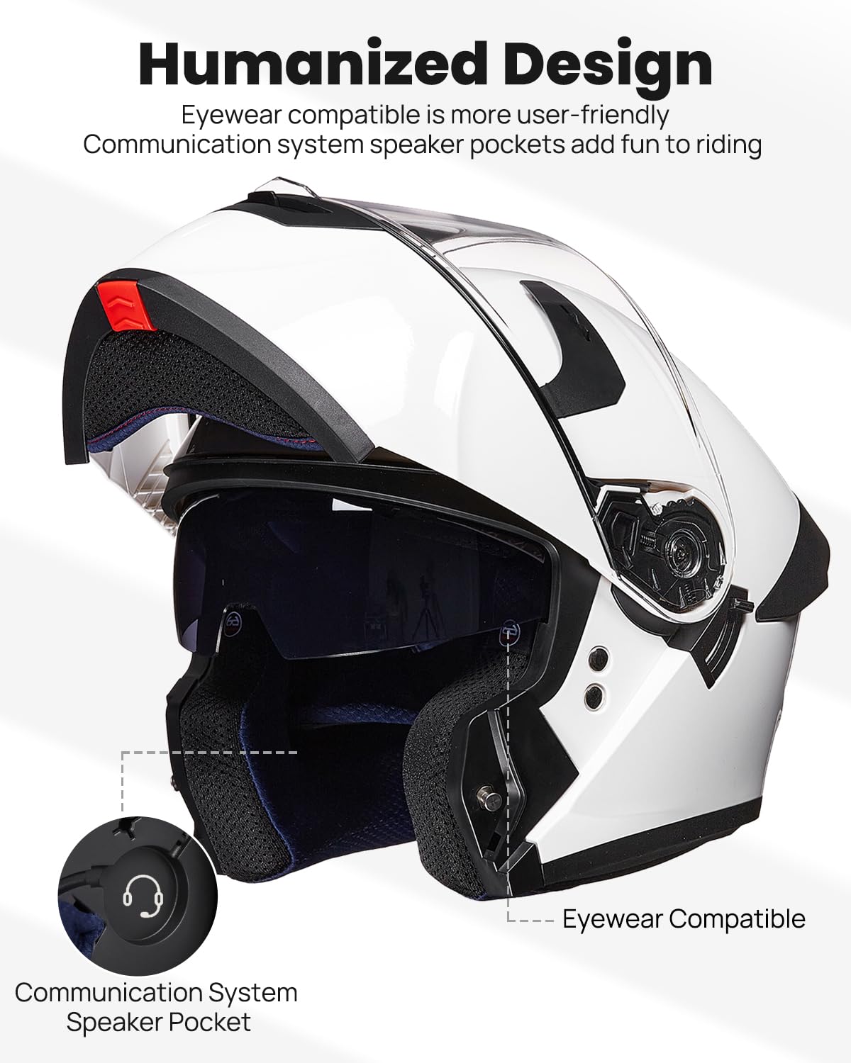 Amazon.com: ILM Adult Motorcycle Helmet Dual Visor Flip up Modular Full  Face Helmet DOT Model WS206(white,Medium) : Automotive