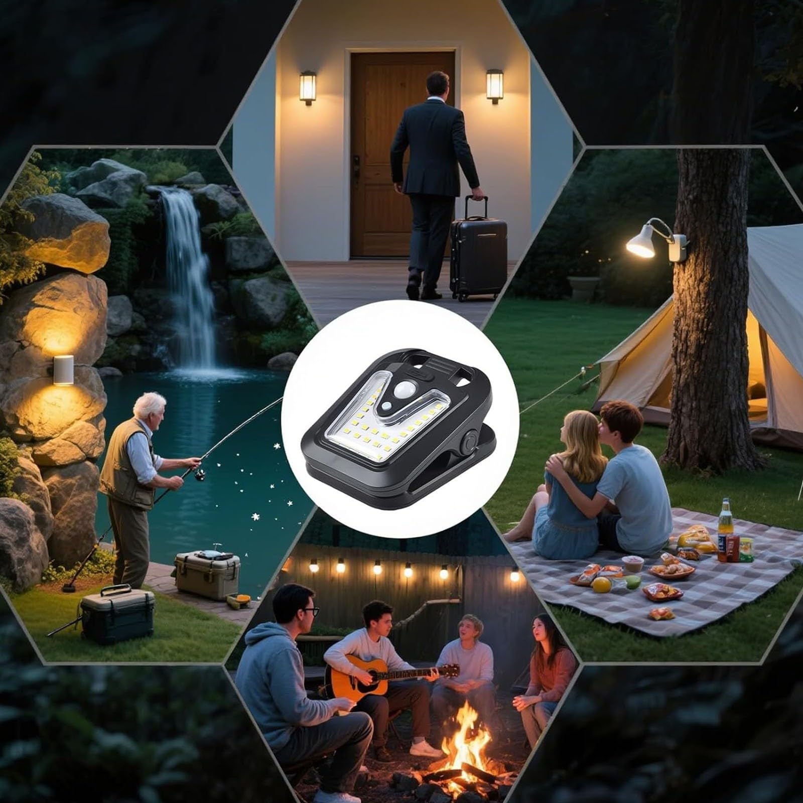 Solarne światła bezpieczeństwa LED z czujnikiem ruchu lampa USB, automatyczne włączanie/wyłączanie, 4 lampy zatrzaskowe do ogrodu, garażu, podjazdu, patio, podwórza, werandy, schodów, balkonu
